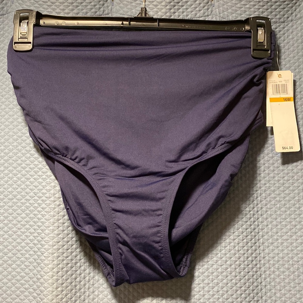Anne Cole Plus Convertible High Waist Shirred Swim Bottom